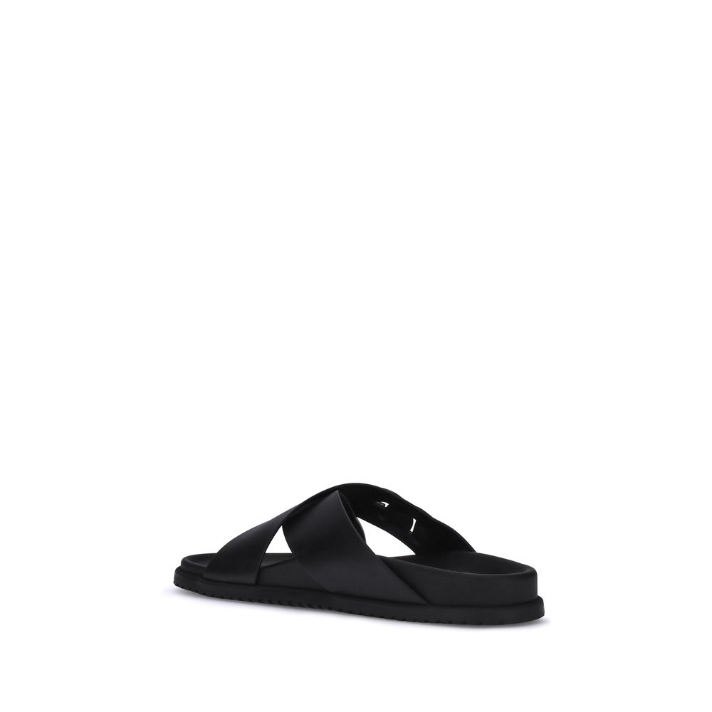 Dolce & Gabbana Schwarze Sandalen aus Kalbsleder Bos Taurus
