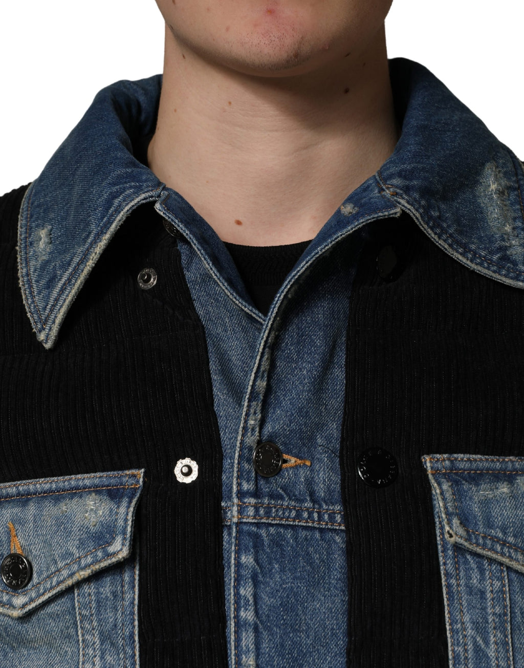 Dolce & Gabbana Schwarze blaue Baumwoll-Denim-Blouson-Jacke für Herren