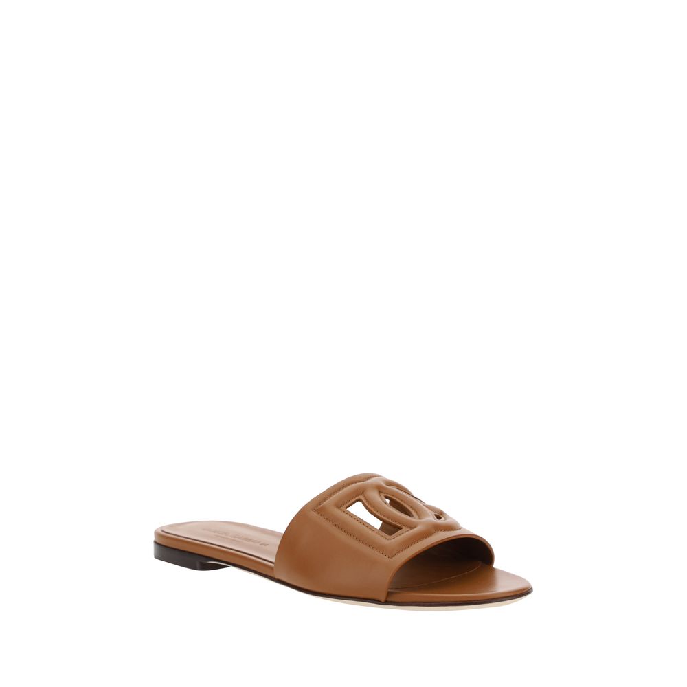 Dolce & Gabbana Brown Calf Leather Sandals Bos Taurus
