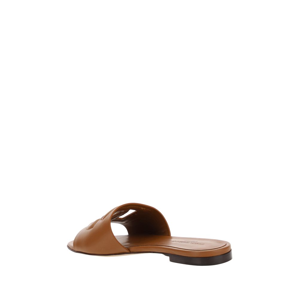 Dolce & Gabbana Brown Calf Leather Sandals Bos Taurus