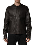 Dolce & Gabbana Black Lambskin Leather Zipper Biker Jacket