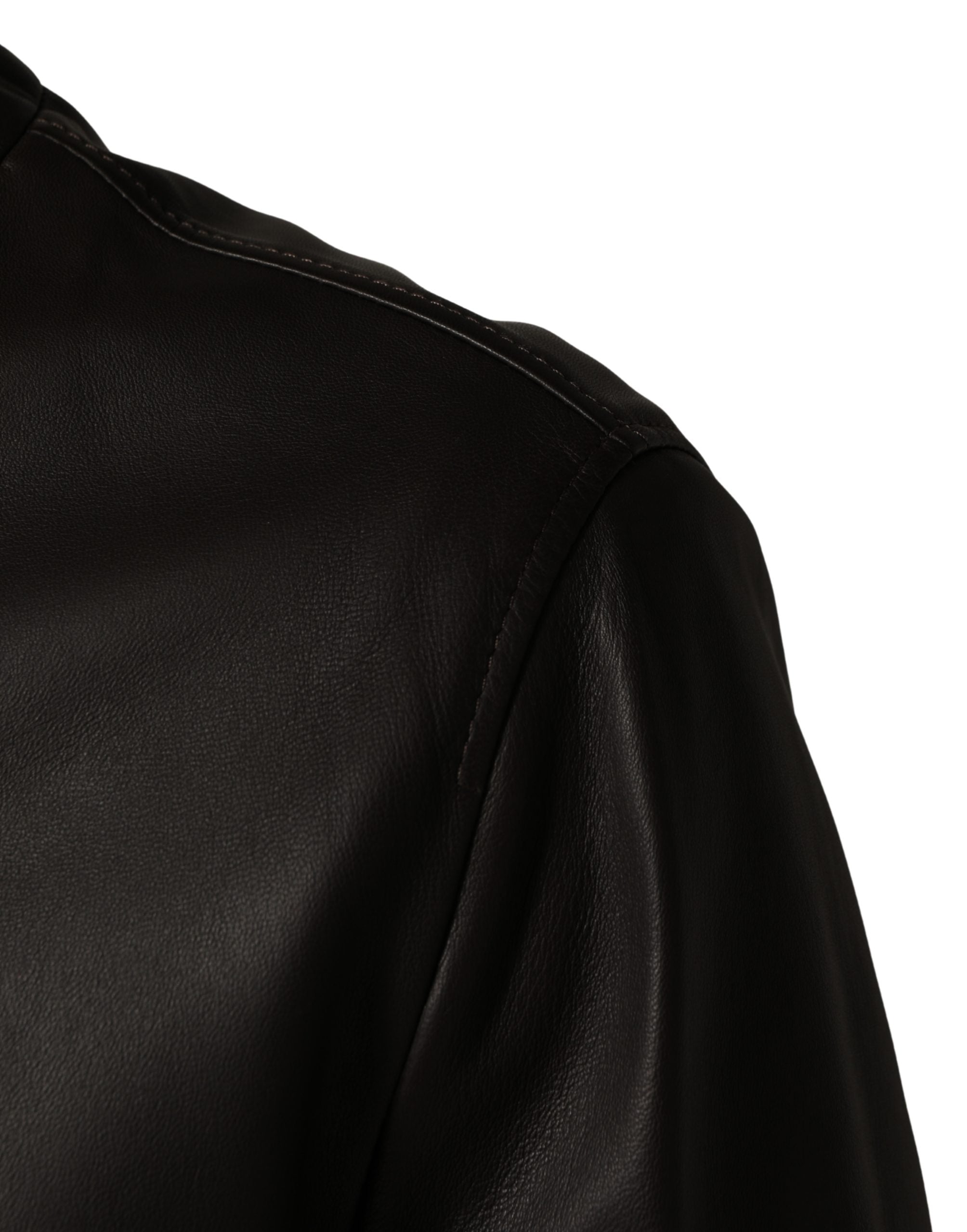 Dolce & Gabbana Black Lambskin Leather Zipper Biker Jacket