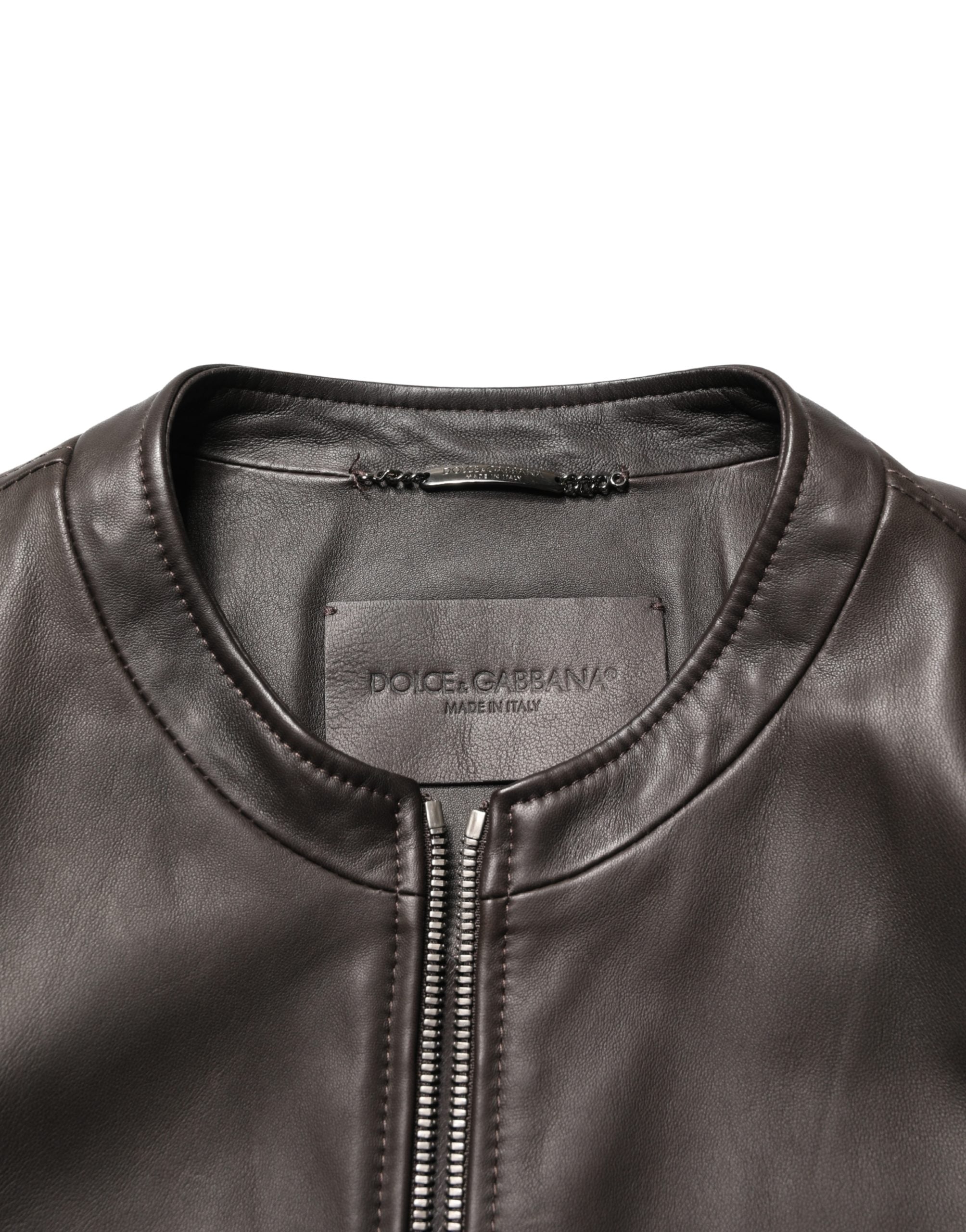 Dolce & Gabbana Black Lambskin Leather Zipper Biker Jacket