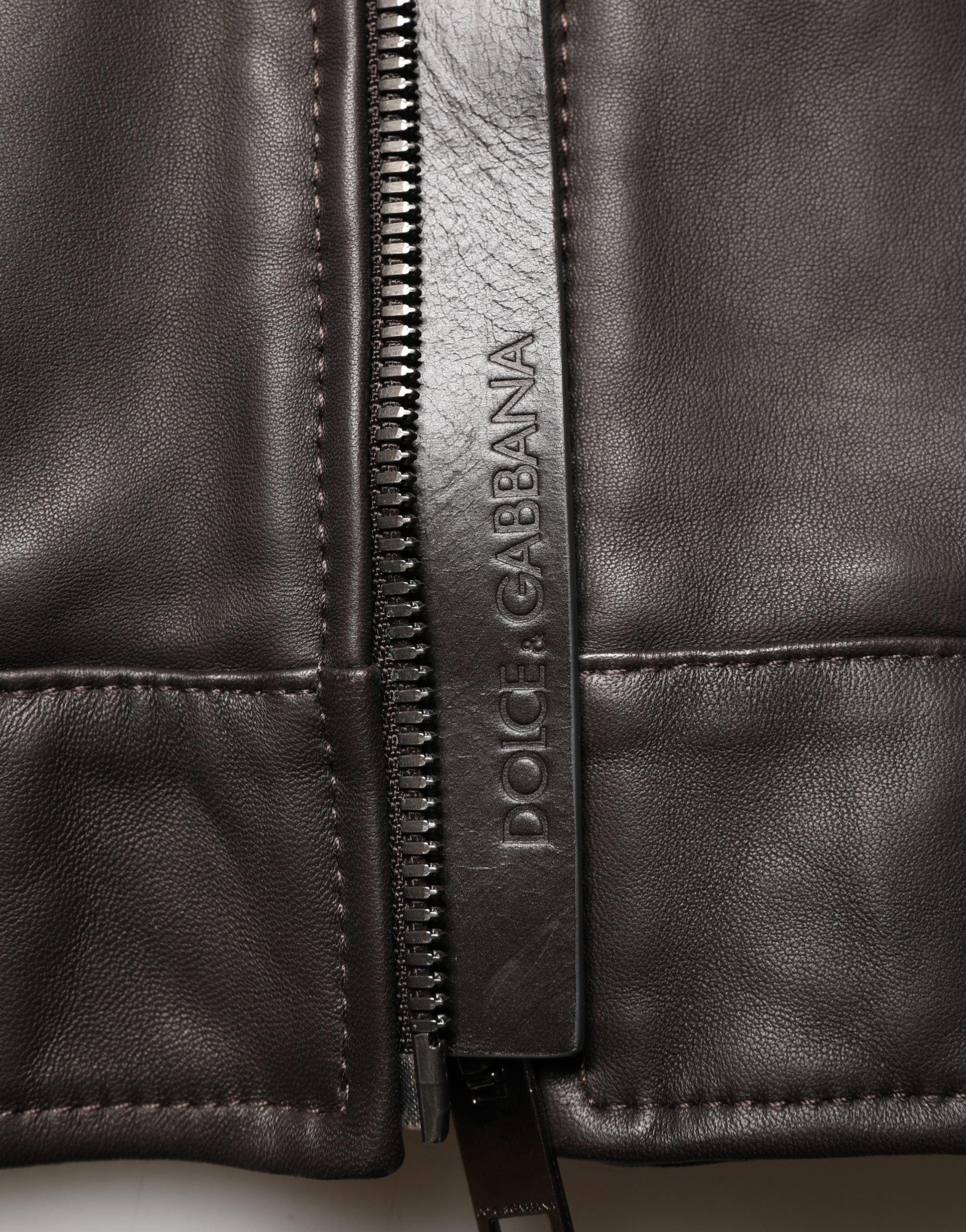 Dolce & Gabbana Black Lambskin Leather Zipper Biker Jacket
