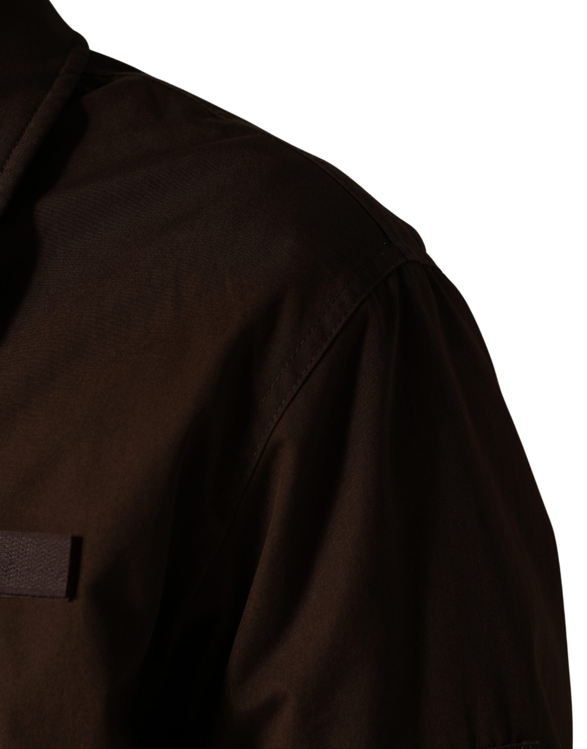 Dolce & Gabbana Brown Cotton-Stretch Bomber Jacket with Full Zip