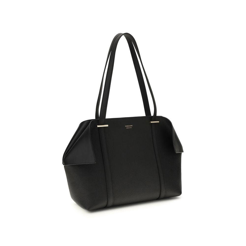 Ferragamo Black Bos Taurus Calfskin Shoulder Bag