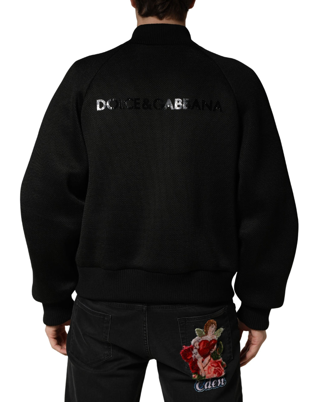 Dolce & Gabbana Men's Black Nylon Bomber Jacket with Full Zip