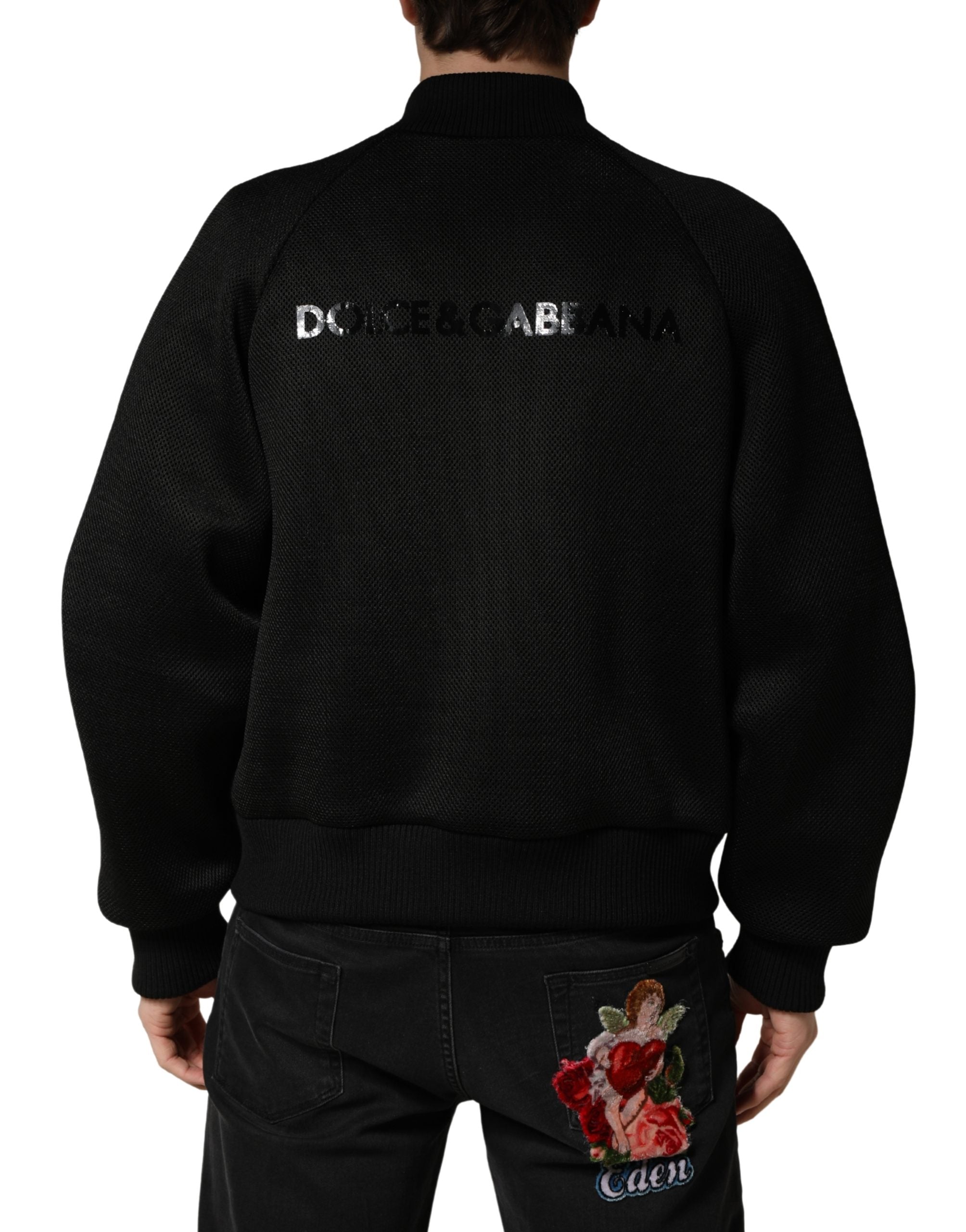Dolce & Gabbana Men's Black Nylon Bomber Jacket with Full Zip