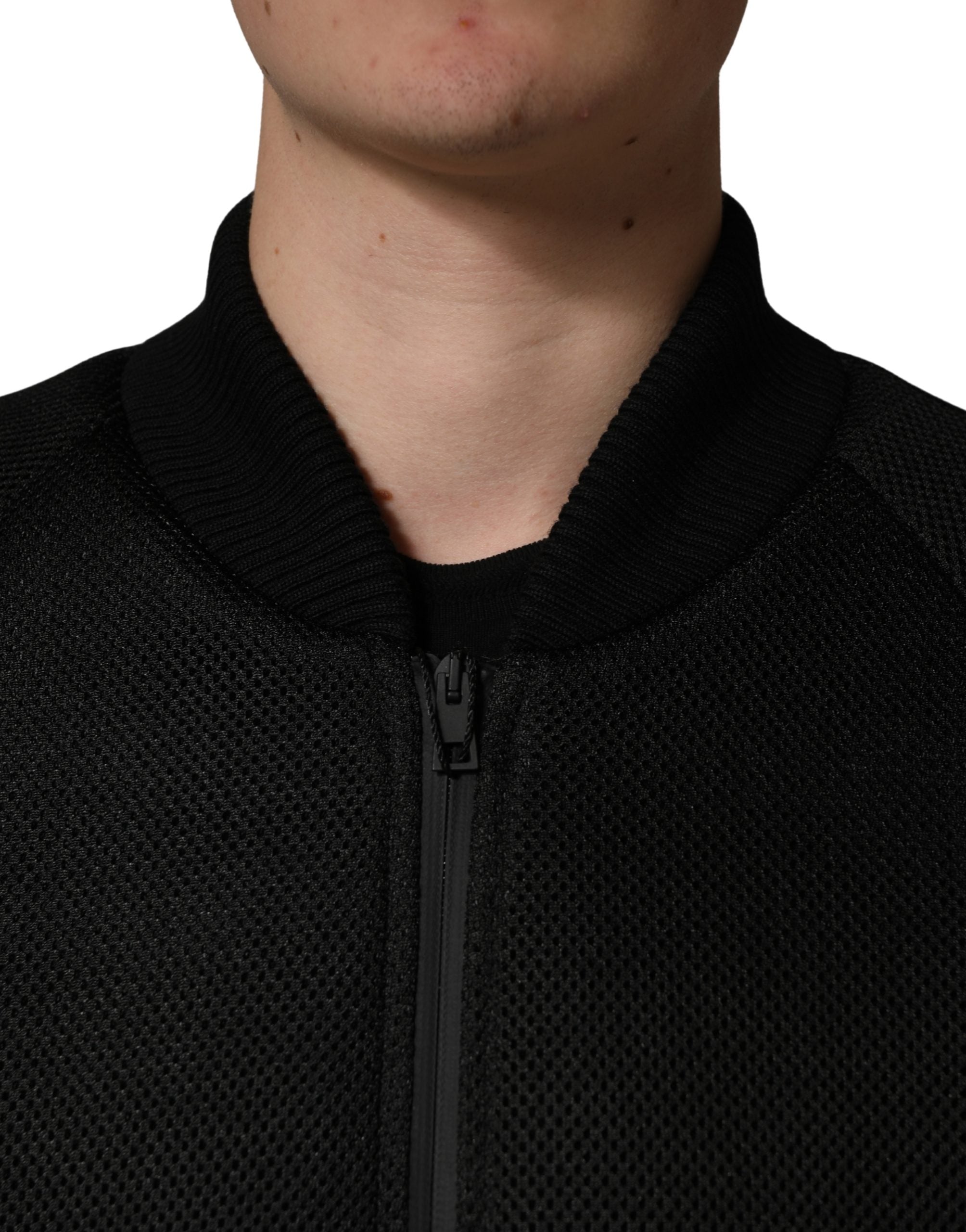 Dolce & Gabbana Men's Black Nylon Bomber Jacket with Full Zip
