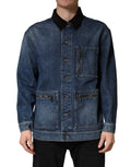 Dolce & Gabbana Men's Black Blue Cotton Denim Blouson Jacket
