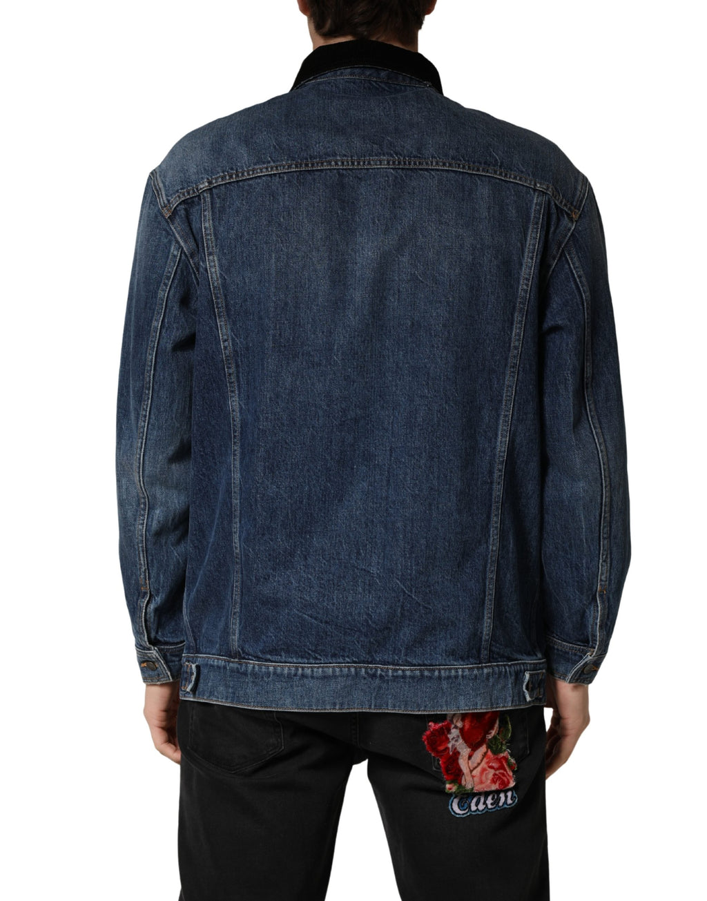 Dolce & Gabbana Men's Black Blue Cotton Denim Blouson Jacket