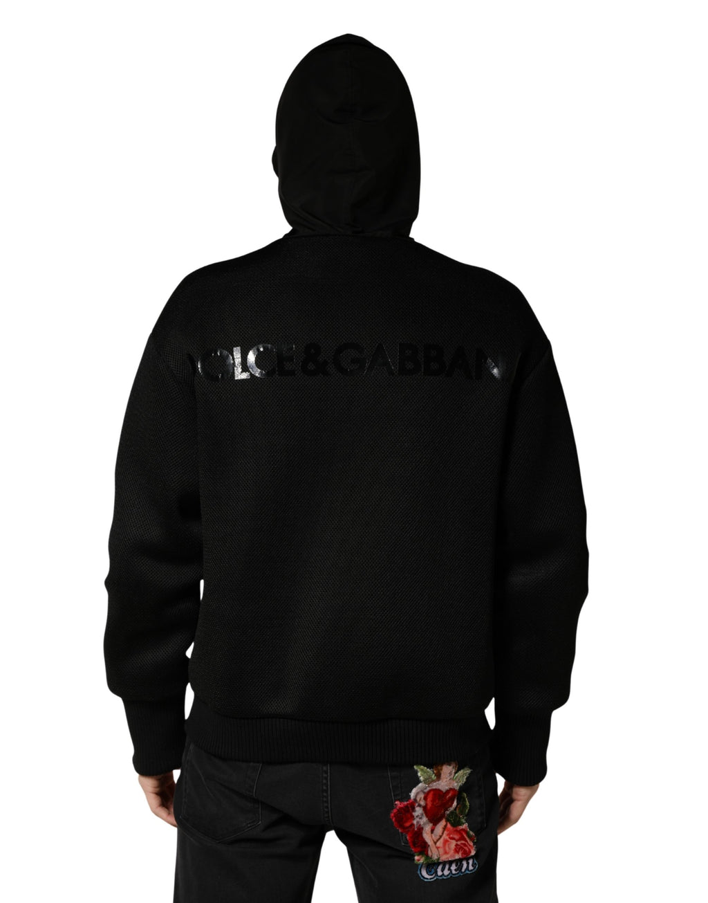 Dolce & Gabbana Men's Black Full Zip Hooded Bomber Jacket