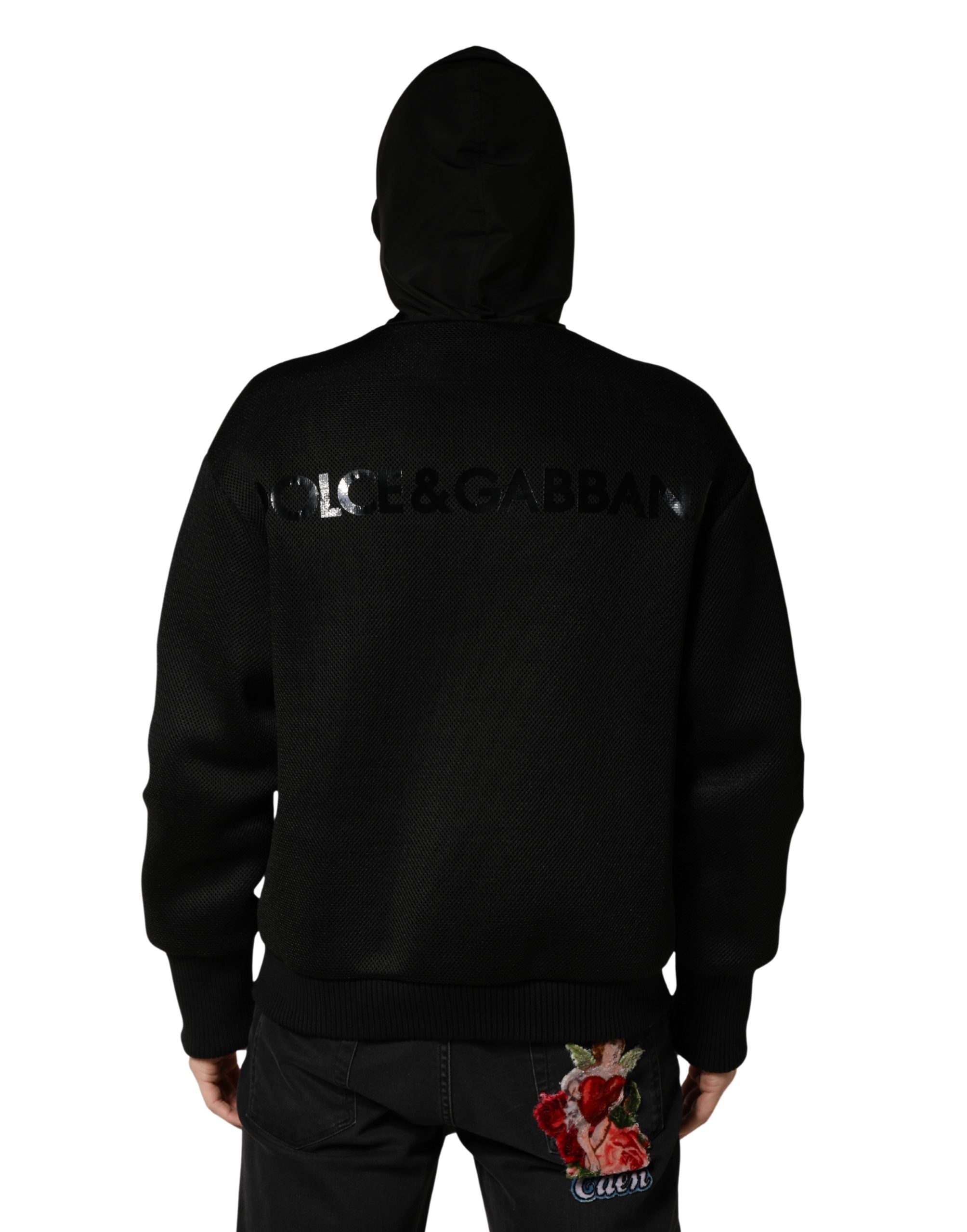 Dolce & Gabbana Men's Black Full Zip Hooded Bomber Jacket
