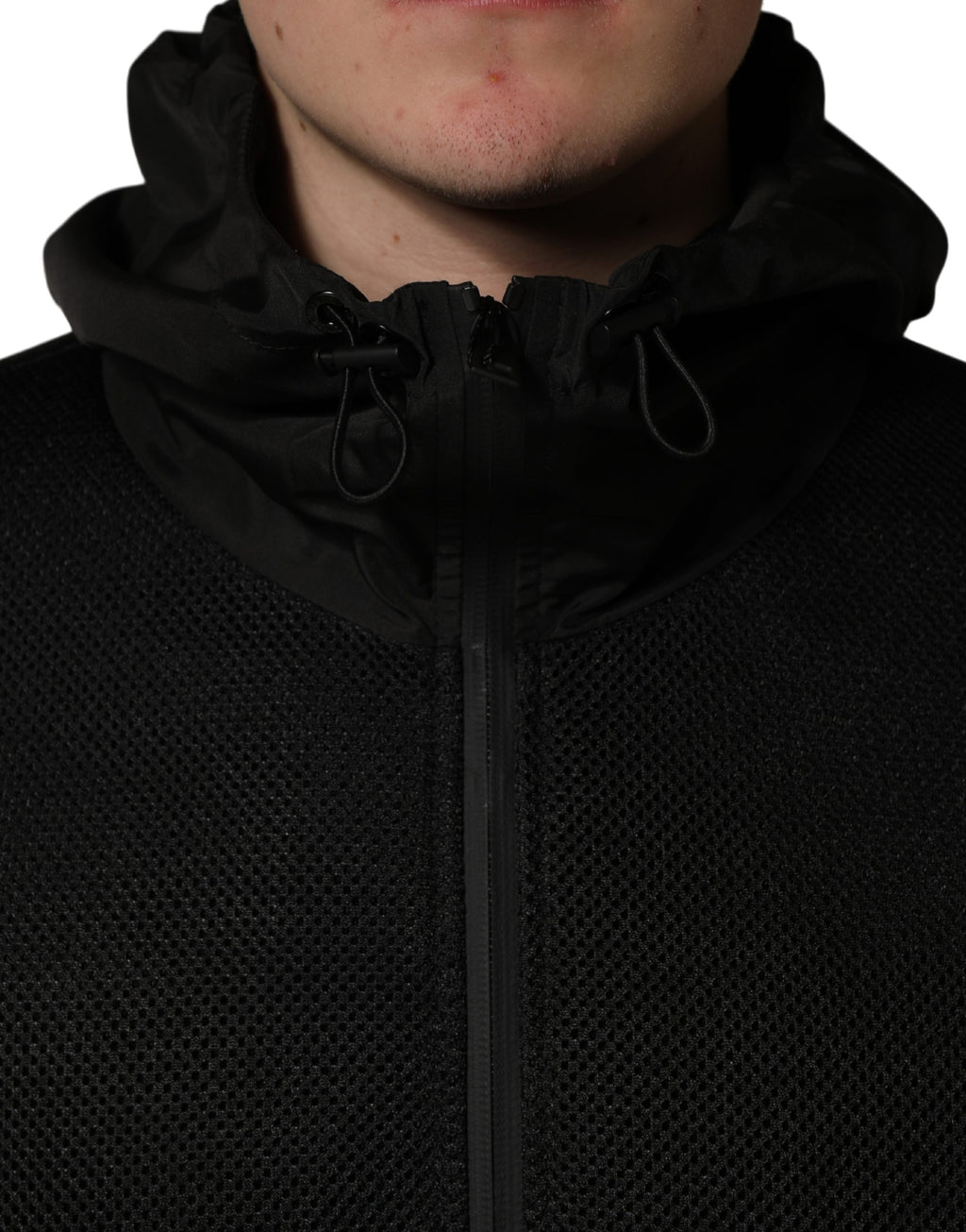 Dolce & Gabbana Men's Black Full Zip Hooded Bomber Jacket