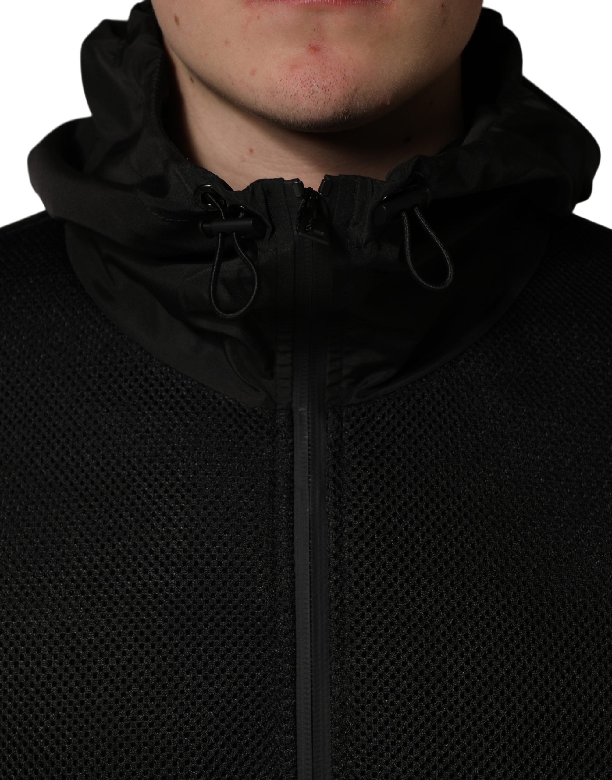Dolce & Gabbana Men's Black Full Zip Hooded Bomber Jacket