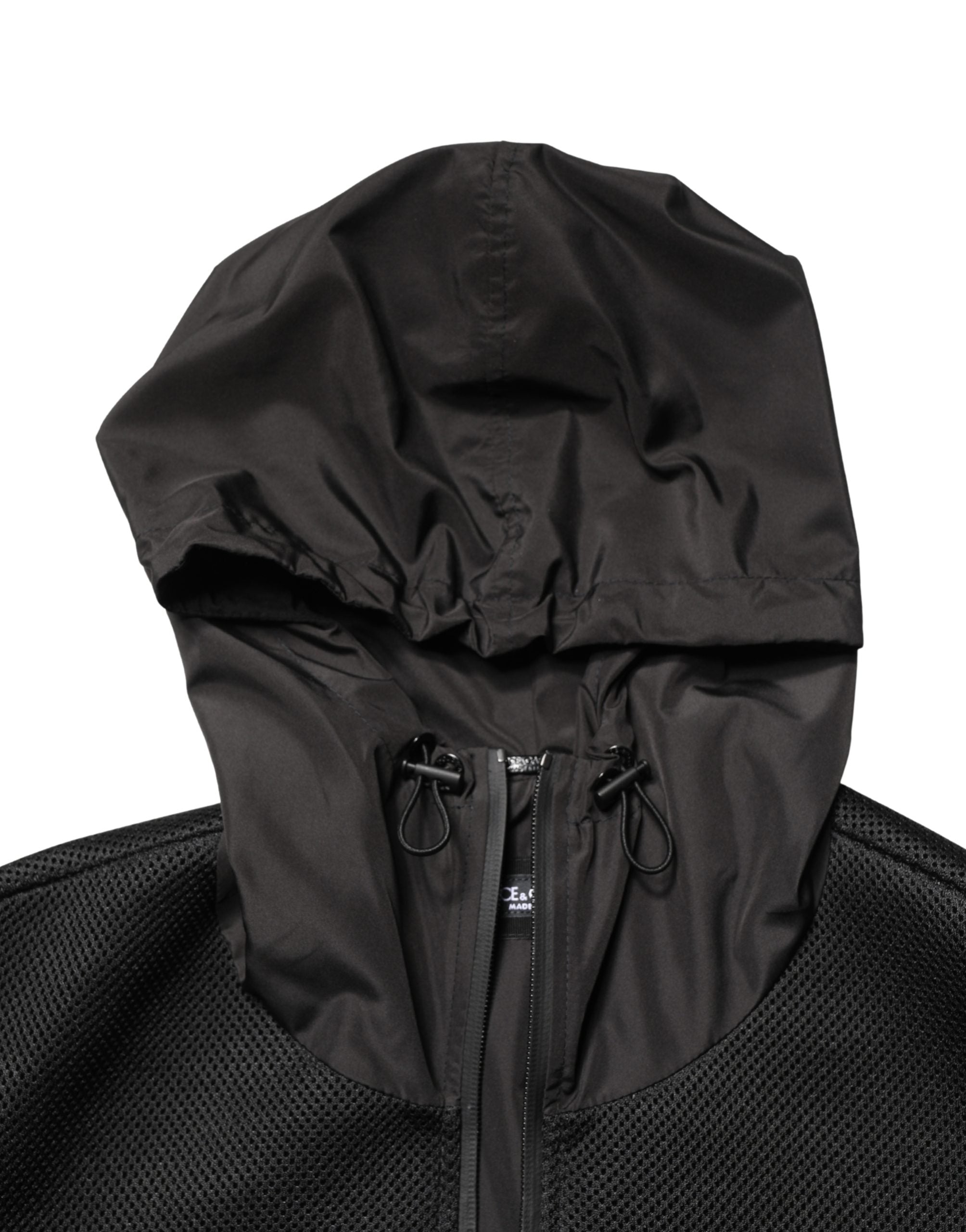 Dolce & Gabbana Men's Black Full Zip Hooded Bomber Jacket
