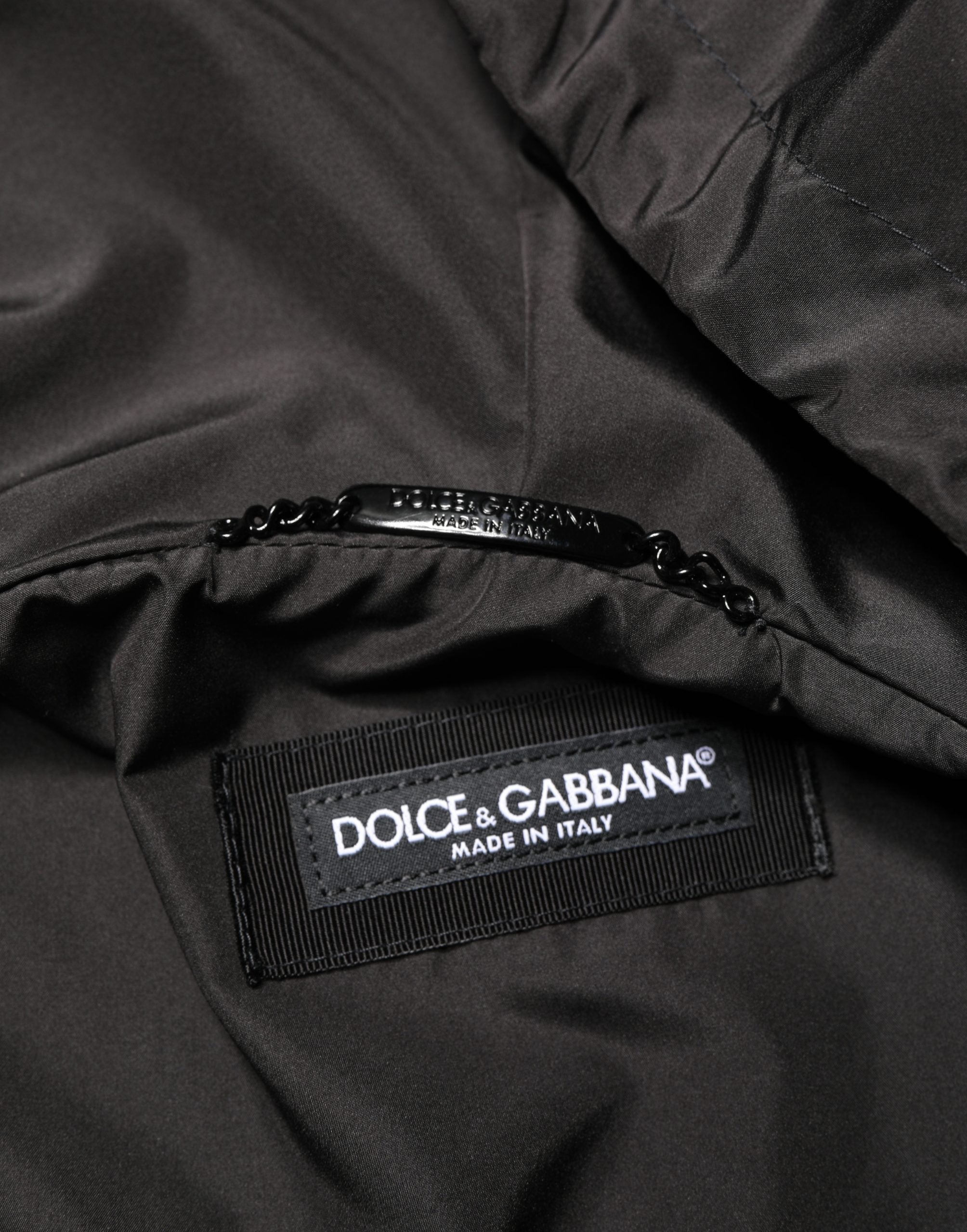 Dolce & Gabbana Men's Black Full Zip Hooded Bomber Jacket