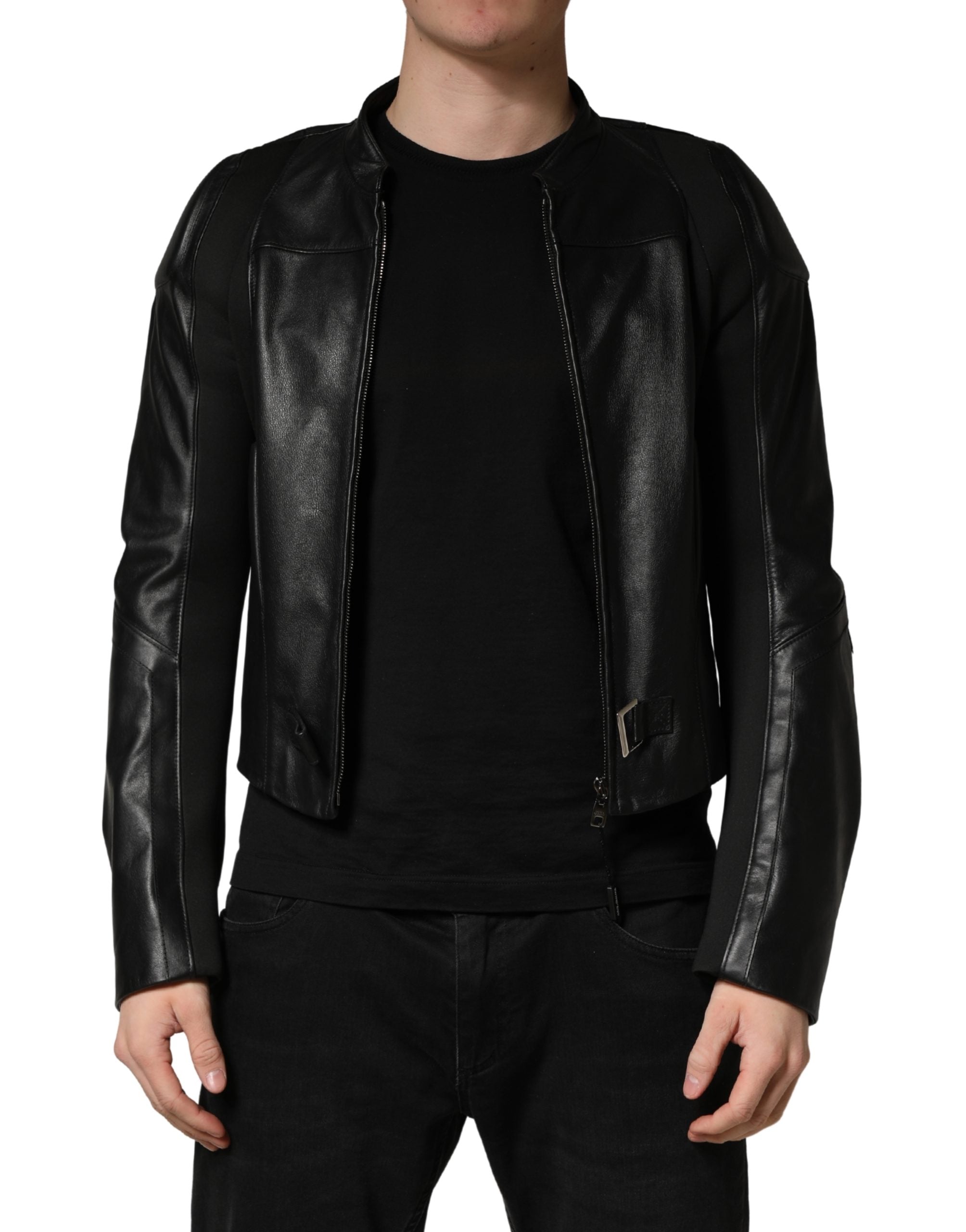 Dolce & Gabbana Men's Black Nylon Full-Zip Biker Jacket
