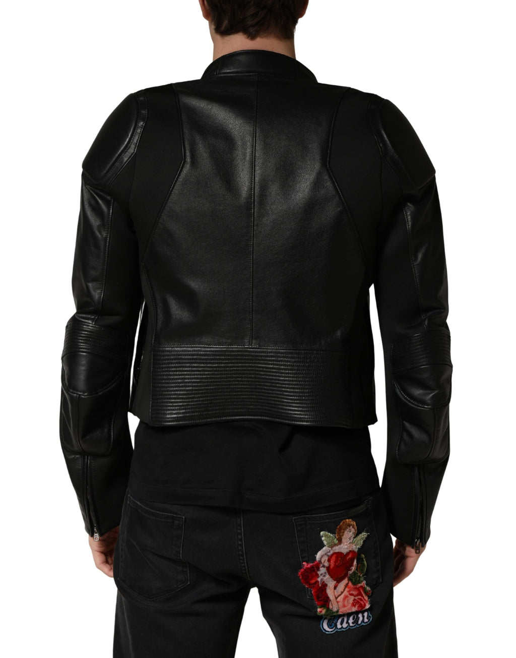 Dolce & Gabbana Men's Black Nylon Full-Zip Biker Jacket