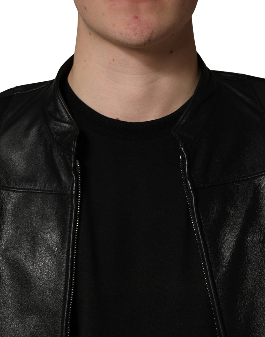 Dolce & Gabbana Men's Black Nylon Full-Zip Biker Jacket