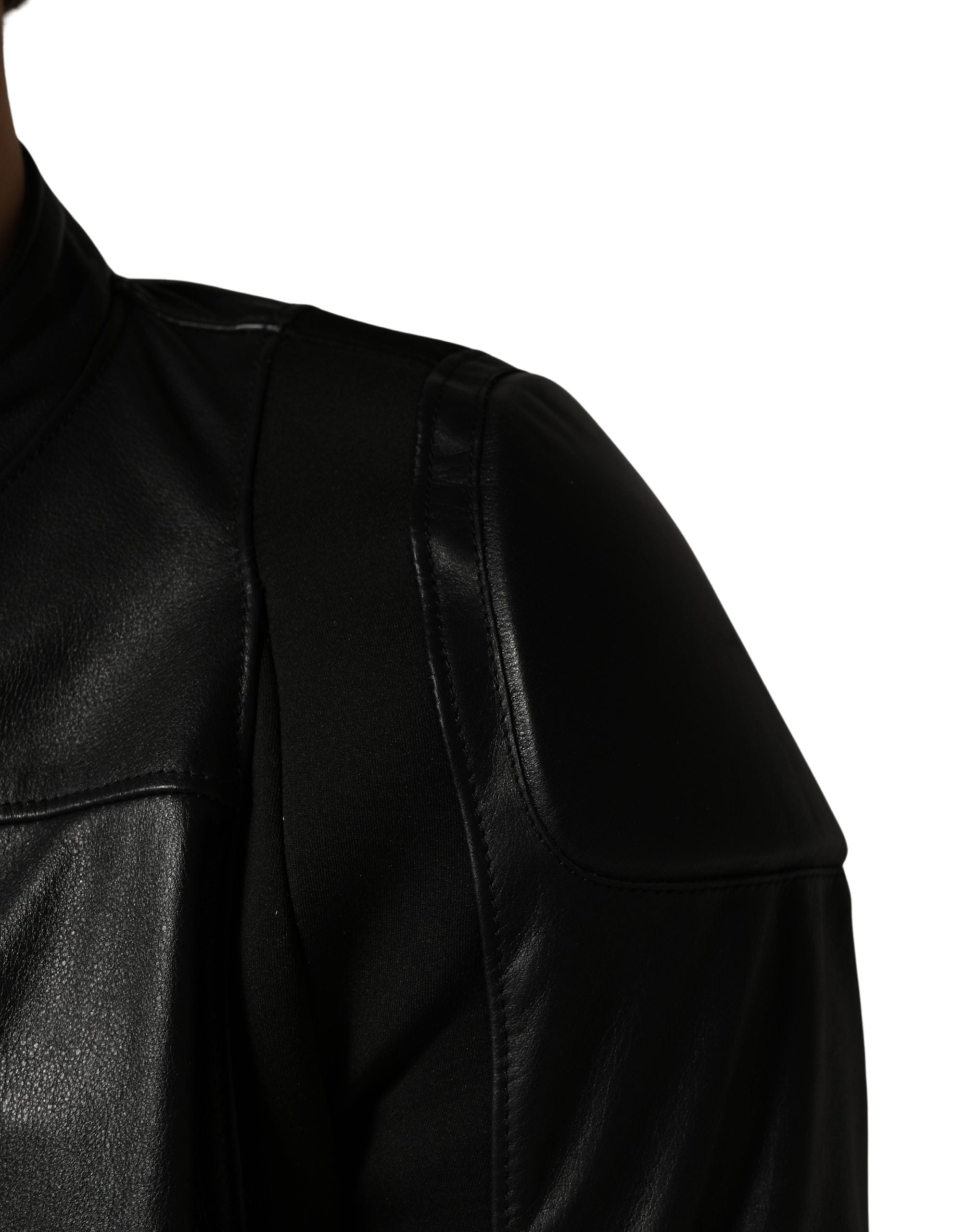 Dolce & Gabbana Men's Black Nylon Full-Zip Biker Jacket