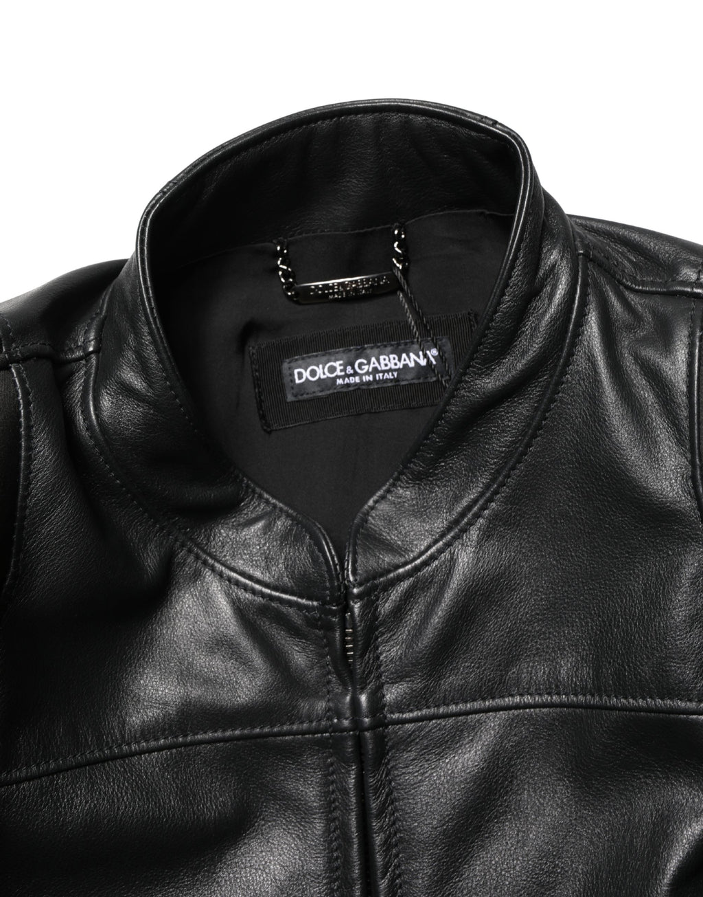 Dolce & Gabbana Men's Black Nylon Full-Zip Biker Jacket