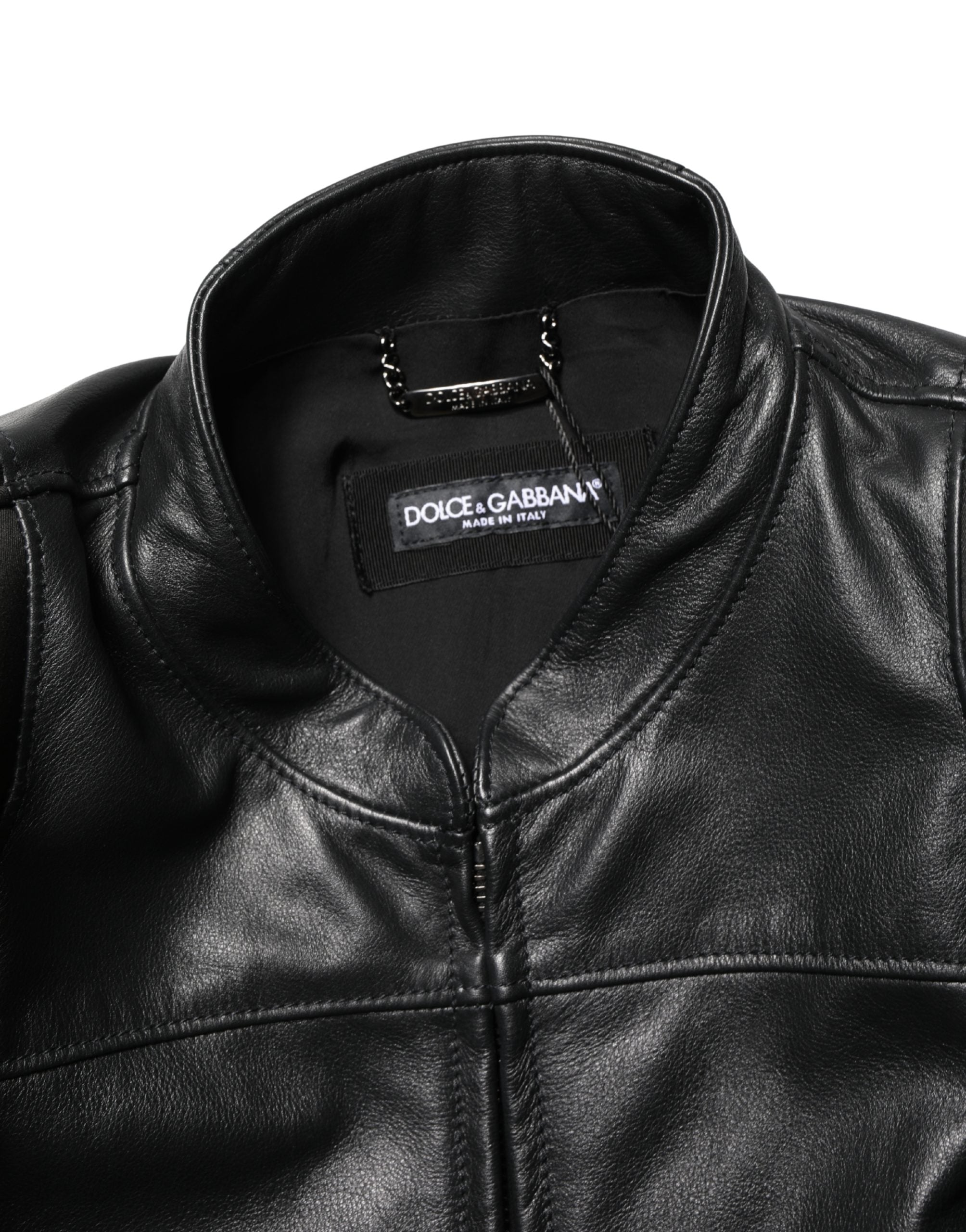 Dolce & Gabbana Men's Black Nylon Full-Zip Biker Jacket