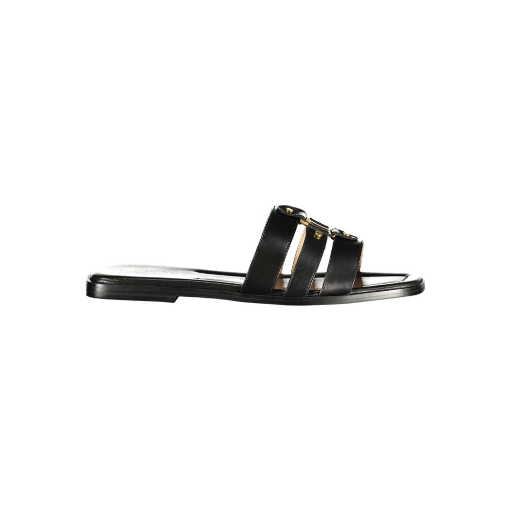 Twinset Schwarze Leder-Damensandale