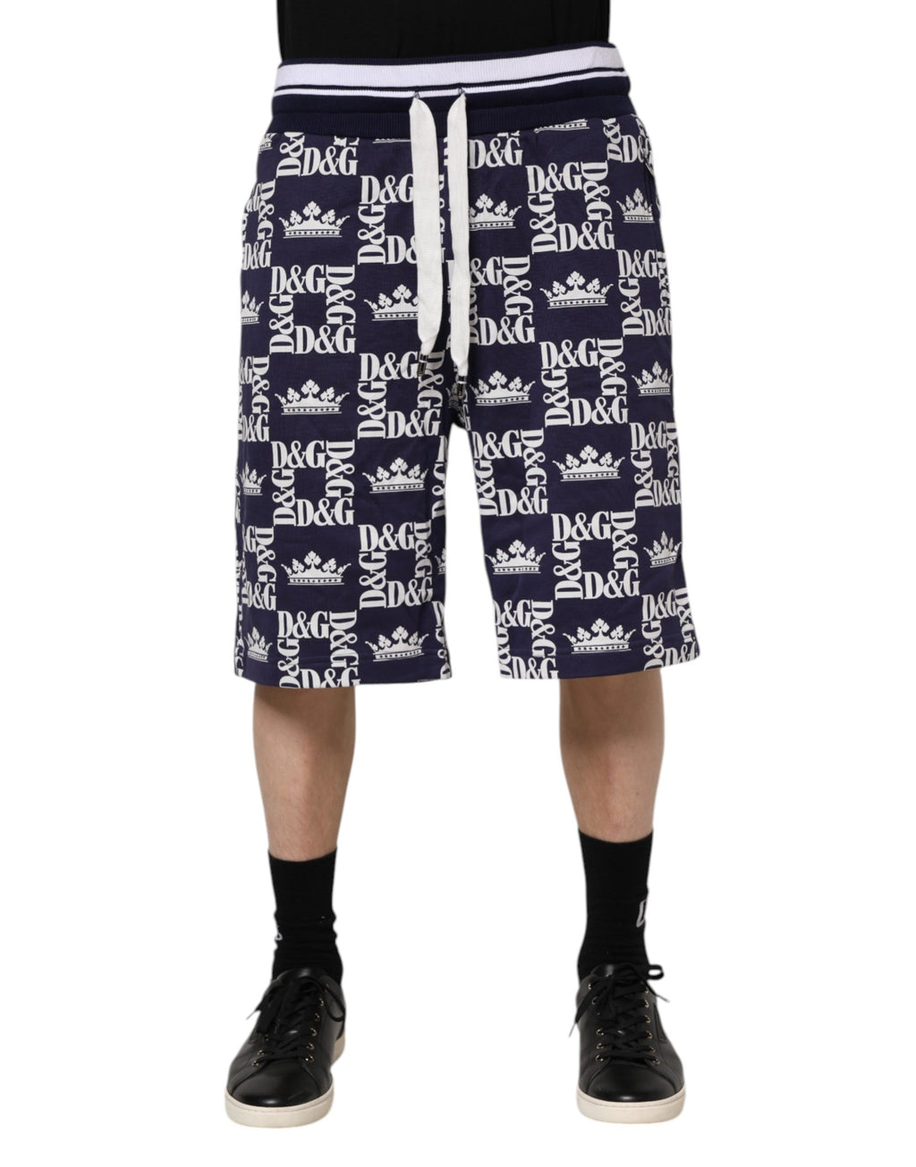 Dolce & Gabbana Blaue DG Logo Print Chino Herren Bermuda Shorts