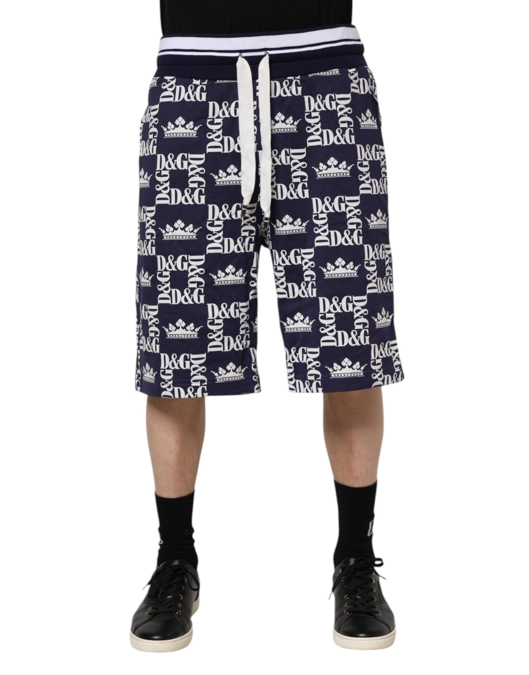 Dolce & Gabbana Blaue DG Logo Print Chino Herren Bermuda Shorts
