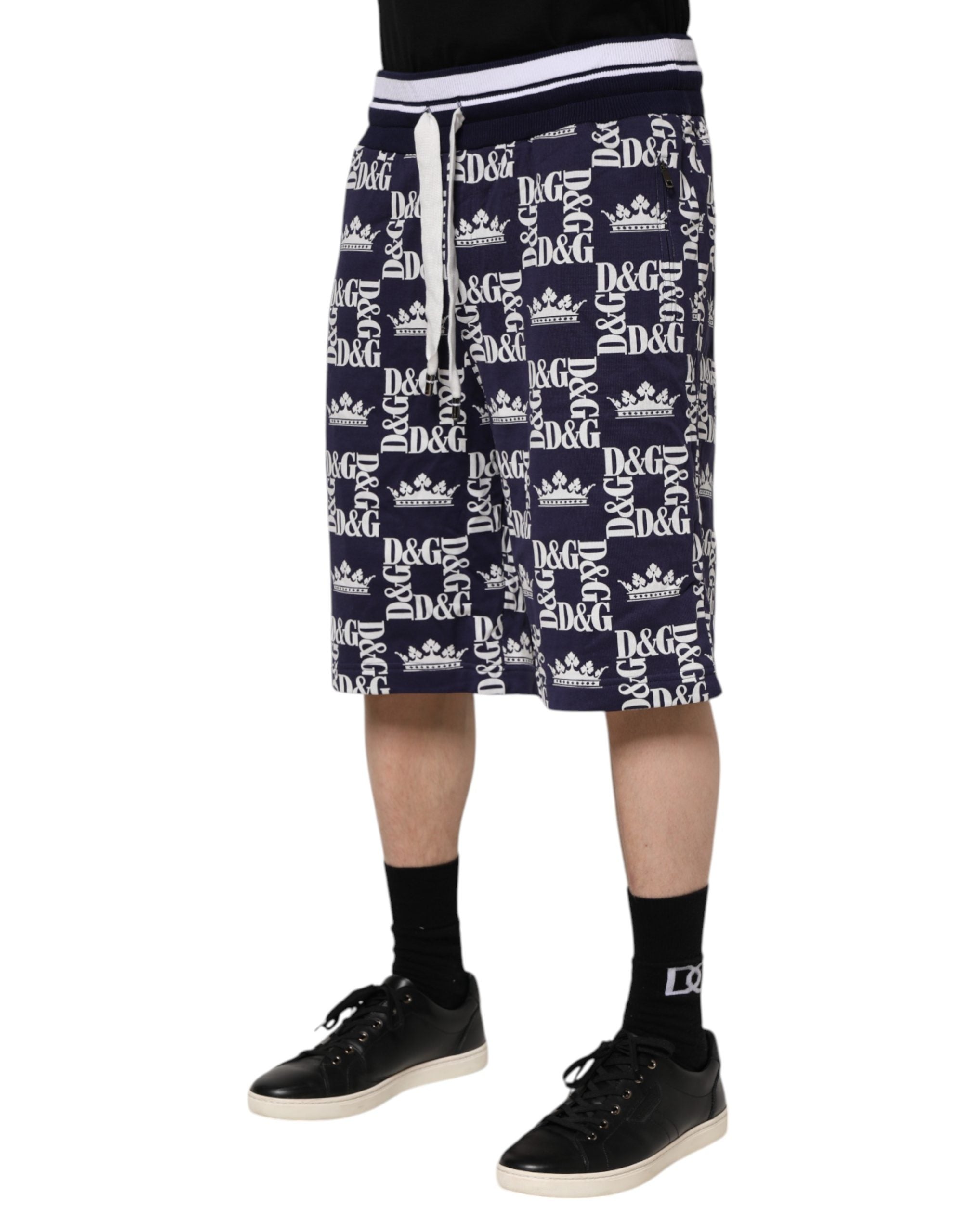Dolce & Gabbana Blaue DG Logo Print Chino Herren Bermuda Shorts