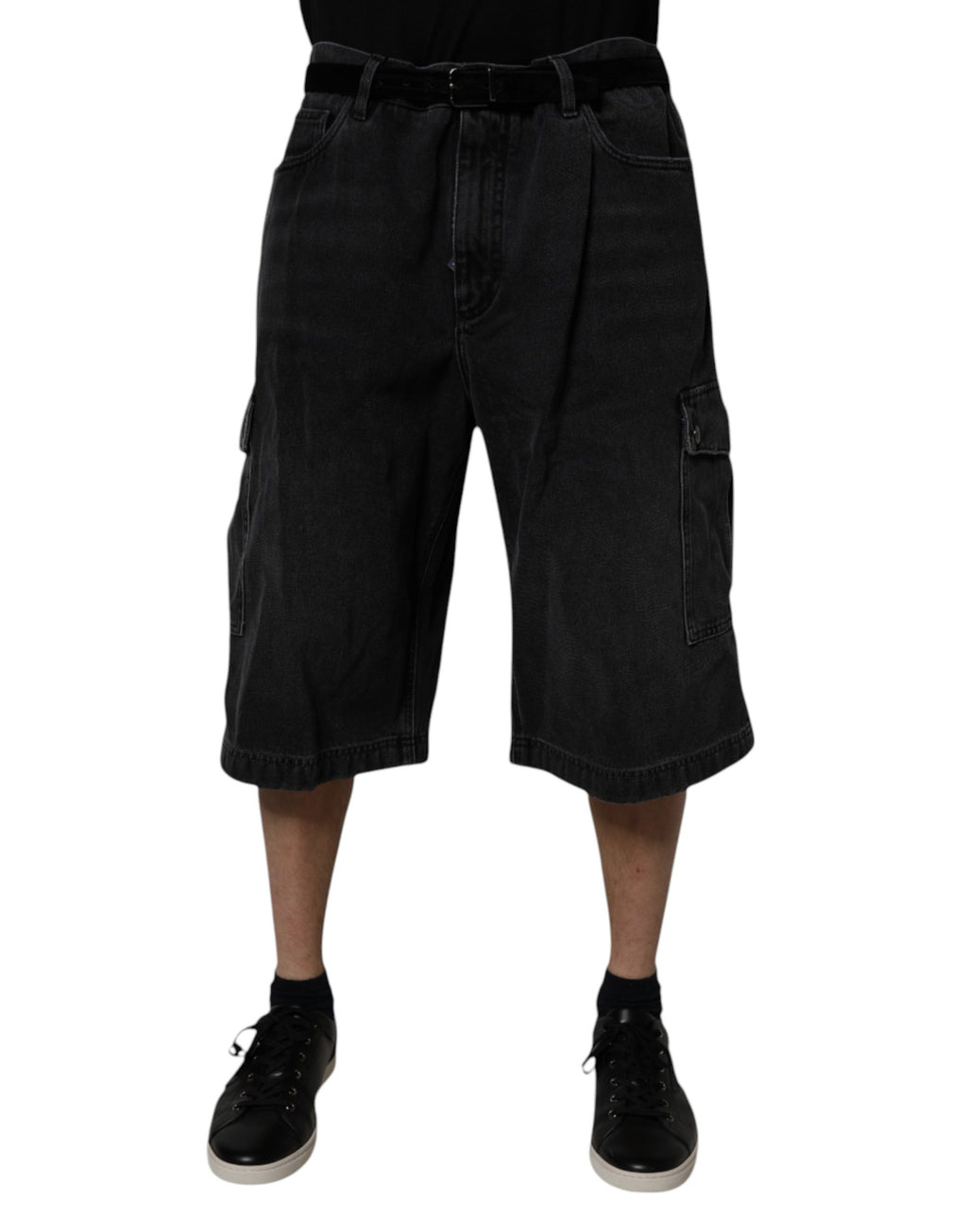 Dolce & Gabbana Schwarze Cargo-Bermudashorts mit mittlerer Taille