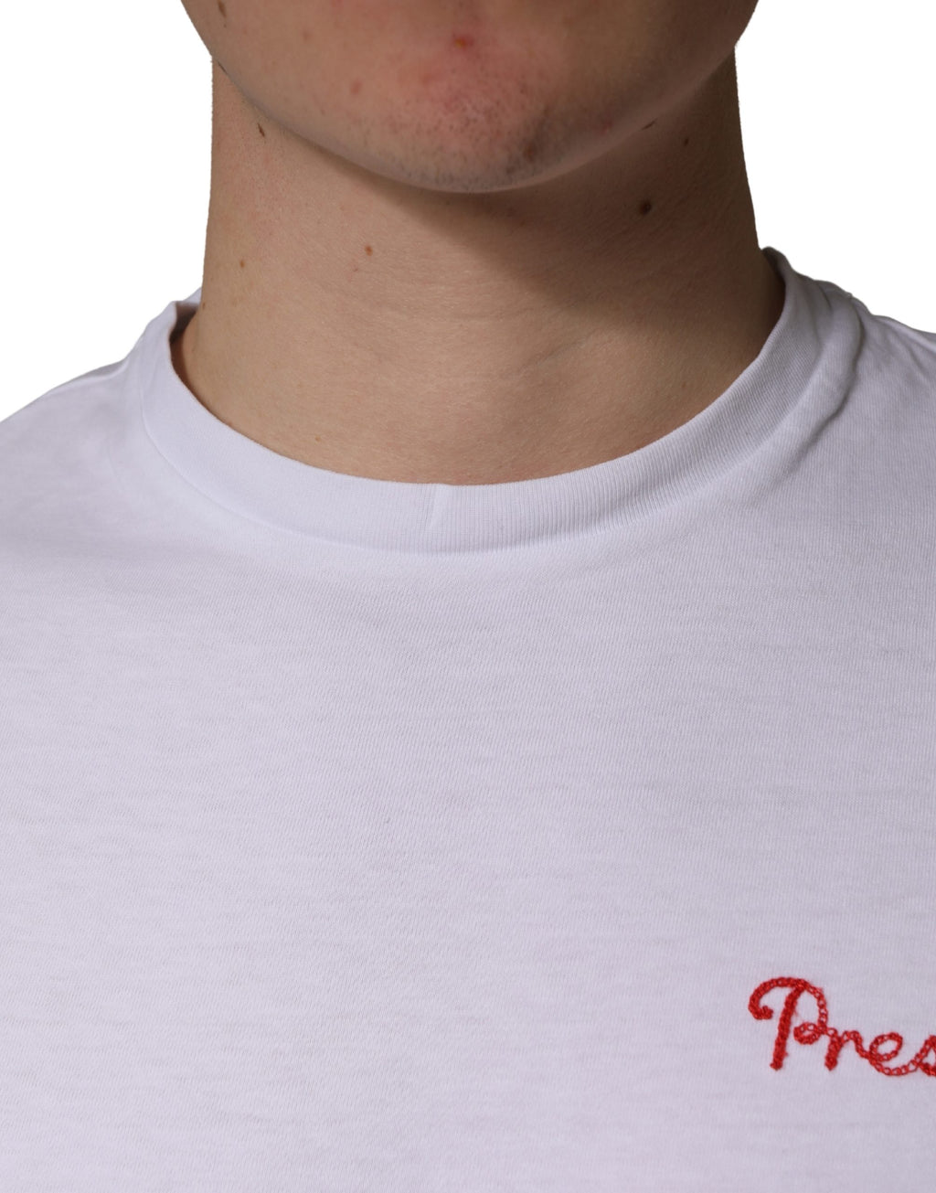 President's Weißes Baumwoll-T-Shirt mit Logo-Stickerei und Rundhalsausschnitt für Herren