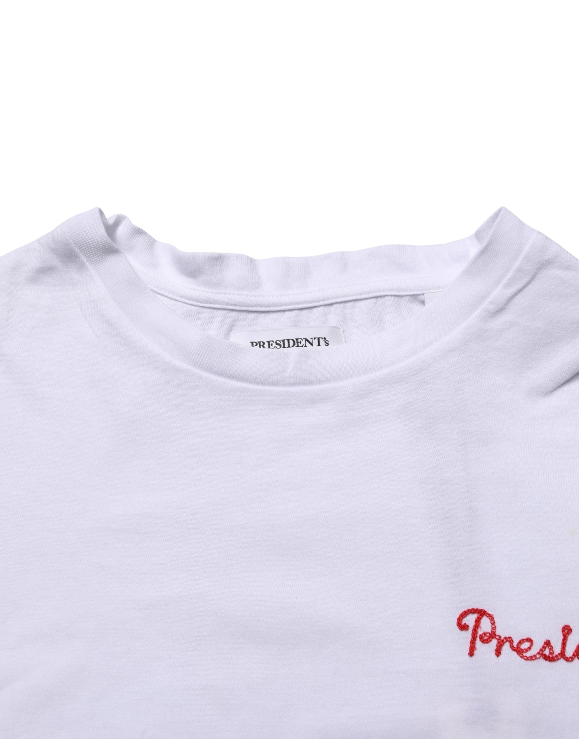 President's Weißes Baumwoll-T-Shirt mit Logo-Stickerei und Rundhalsausschnitt für Herren
