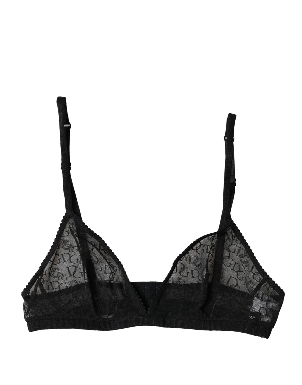 Dolce & Gabbana Schwarzer Sheer Soft Cup BH "Logo Mania" Unterwäsche