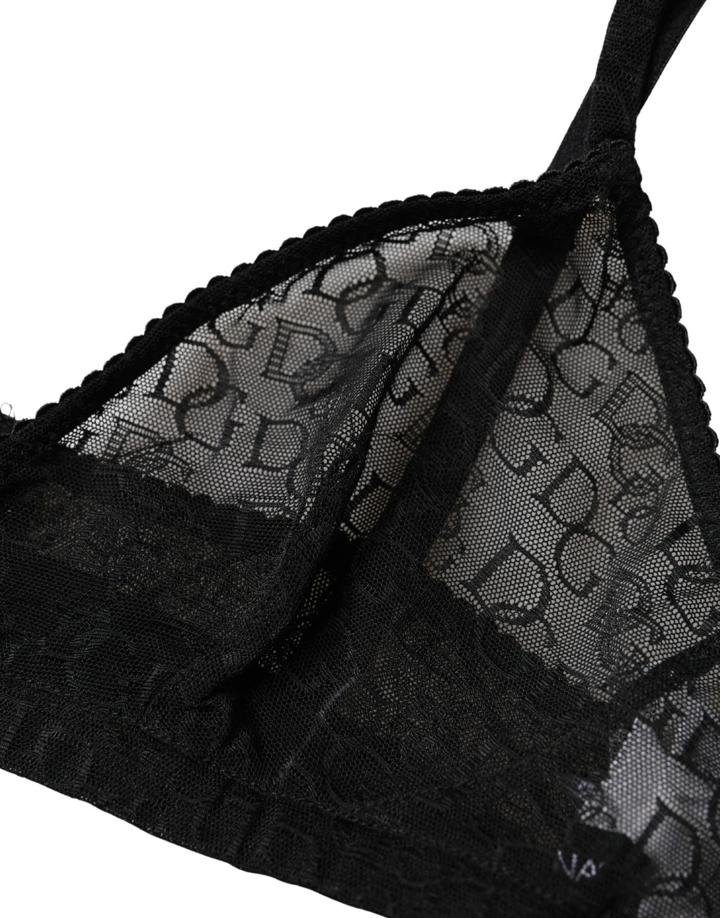 Dolce & Gabbana Schwarzer Sheer Soft Cup BH "Logo Mania" Unterwäsche