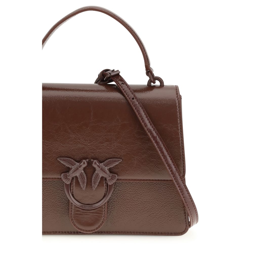 PINKO Brown Lamb Leather Ovis Aries Aries Handbag