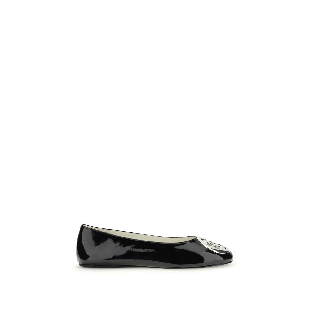 Tory Burch Schwarze Kalbsleder-Ballerinas Bos Taurus
