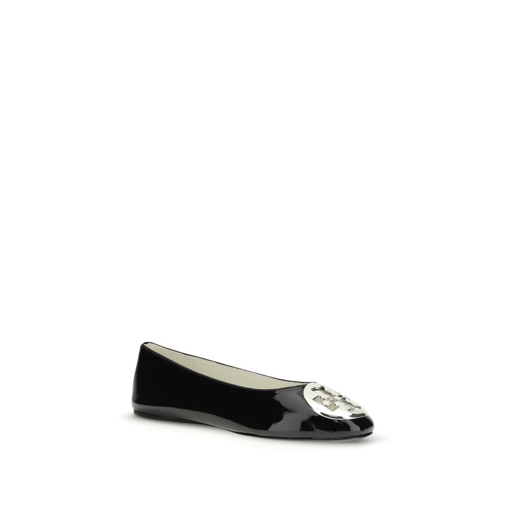 Tory Burch Schwarze Kalbsleder-Ballerinas Bos Taurus