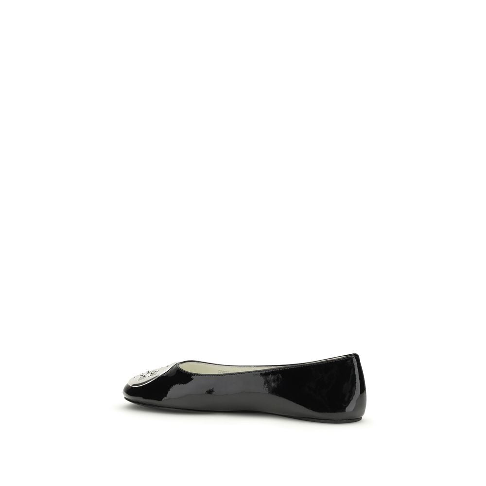 Tory Burch Schwarze Kalbsleder-Ballerinas Bos Taurus