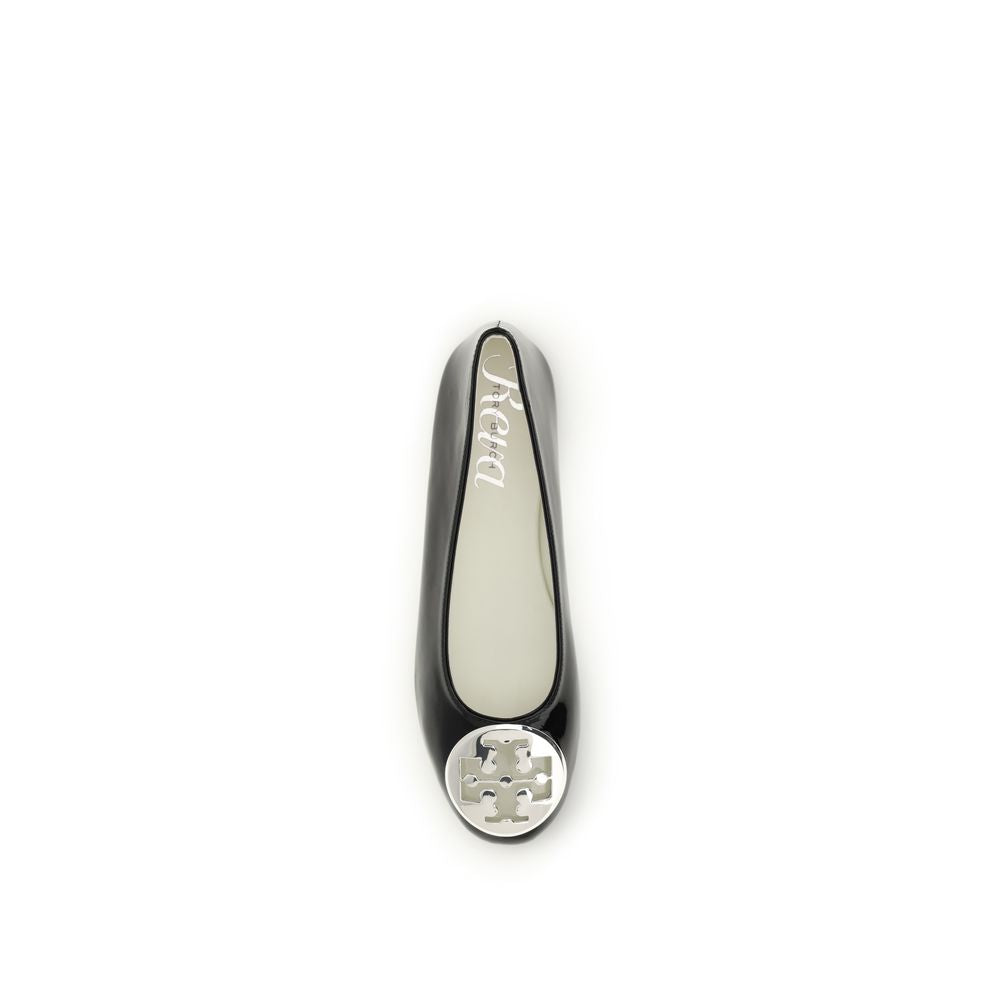 Tory Burch Schwarze Kalbsleder-Ballerinas Bos Taurus