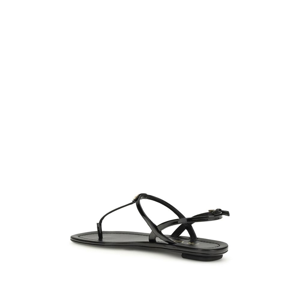 Prada Black Bos Taurus Calf Leather Flip Flop Sandals
