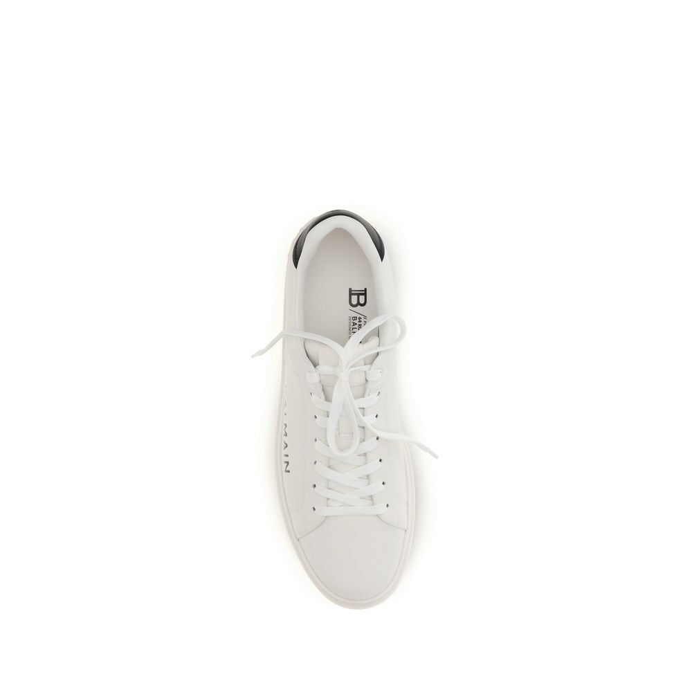 Balmain Weiße Bos Taurus Kalbsleder Low-Top-Sneaker