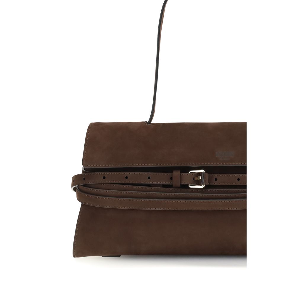 Moschino Braune Kalbsleder Bos Taurus Schultertasche
