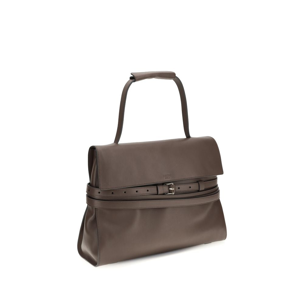 Moschino Brown Calfskin Bos Taurus Handbag
