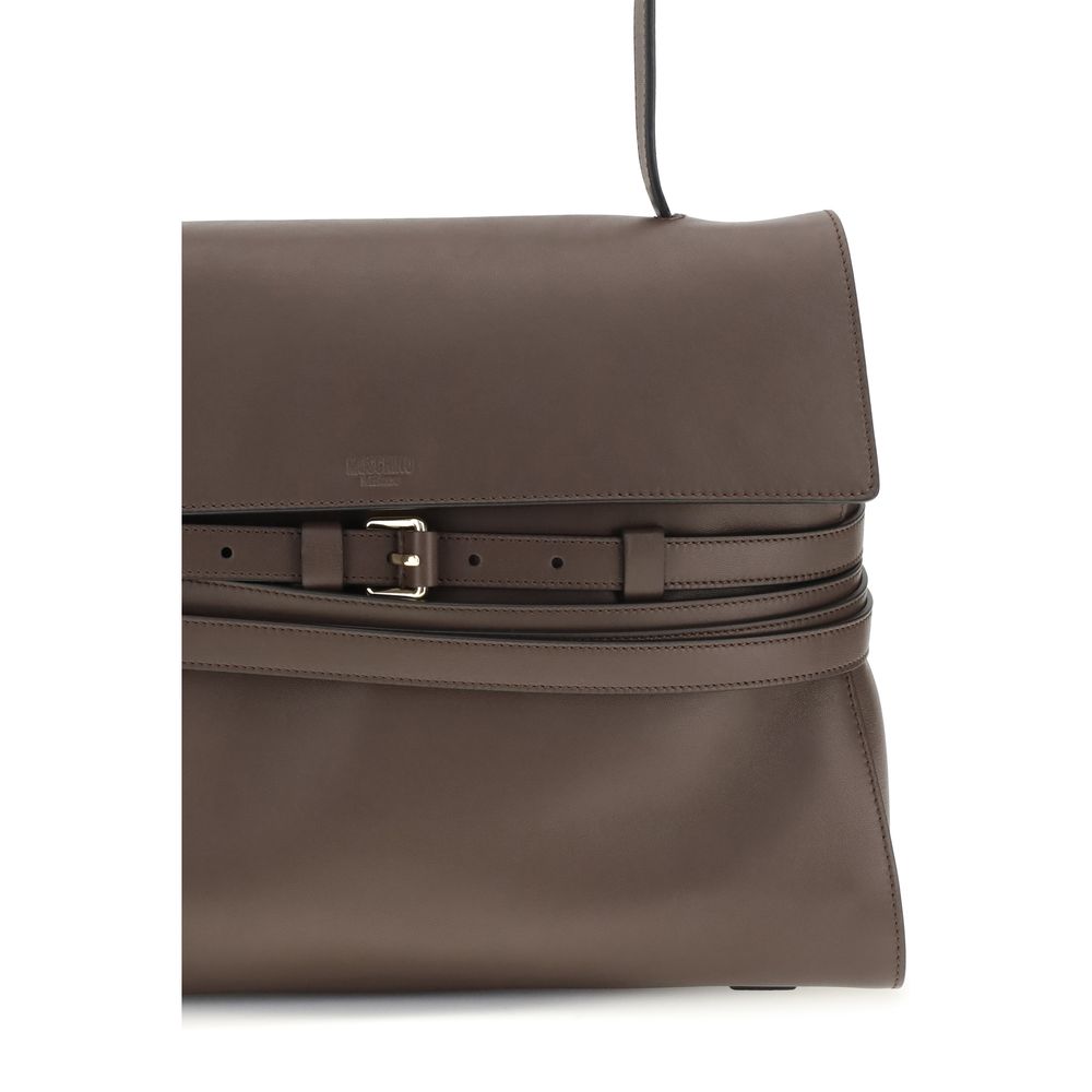 Moschino Brown Calfskin Bos Taurus Handbag