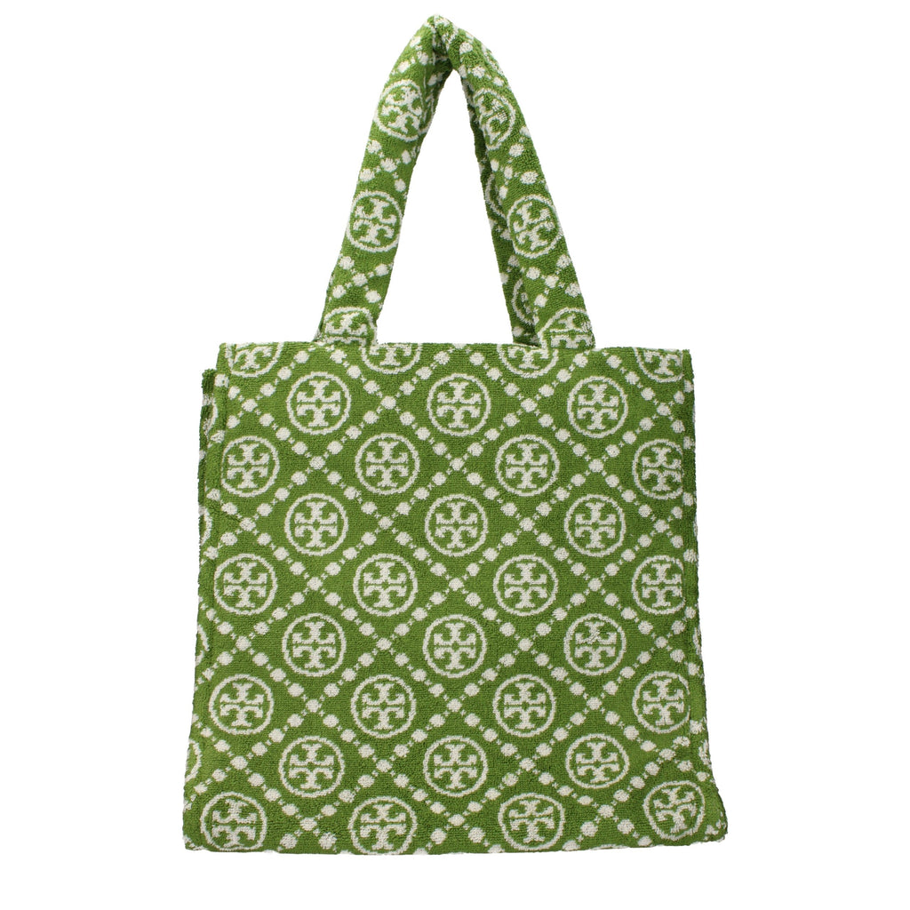 Tory Burch Grüne Schultertasche aus Baumwoll-Optik