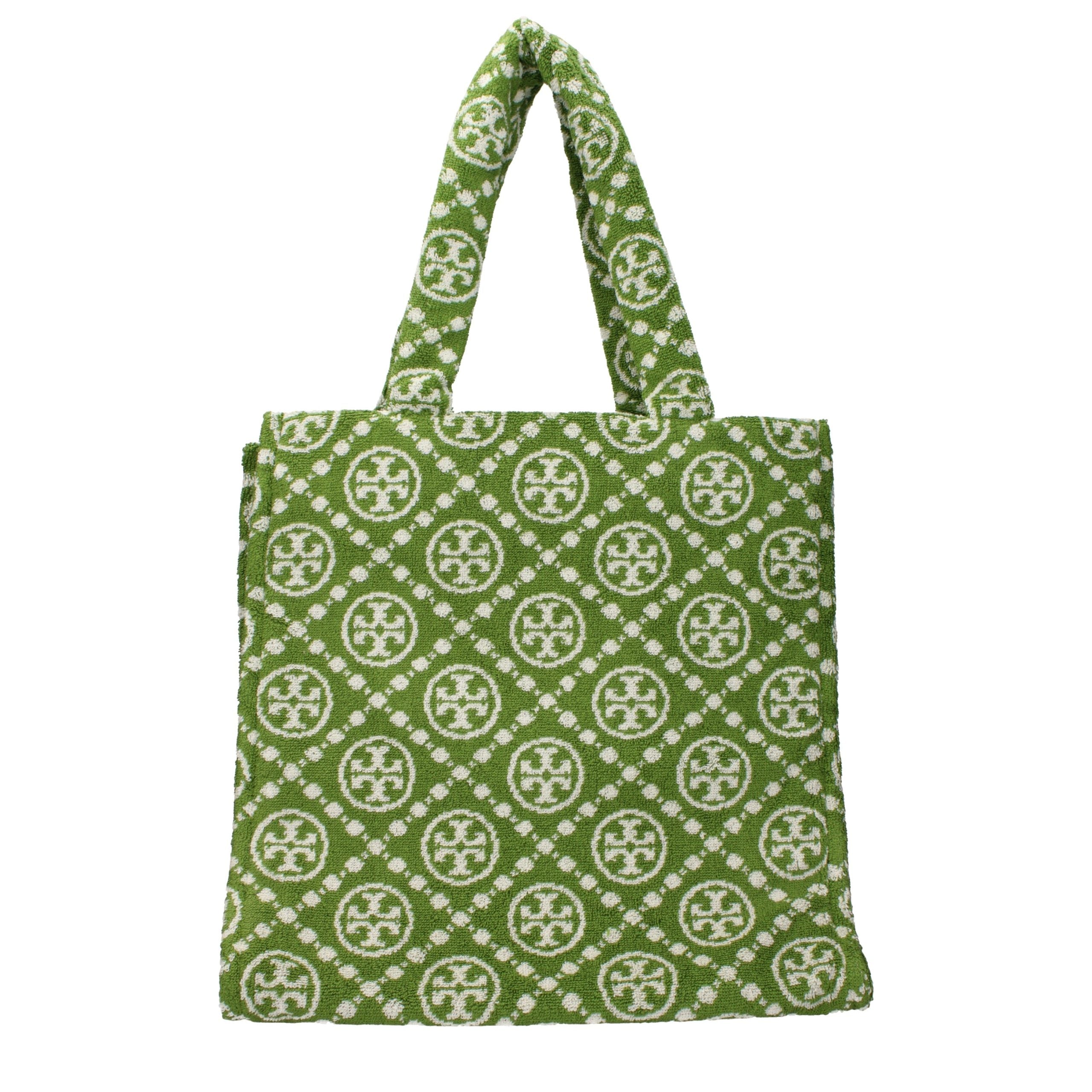 Tory Burch Grüne Schultertasche aus Baumwoll-Optik