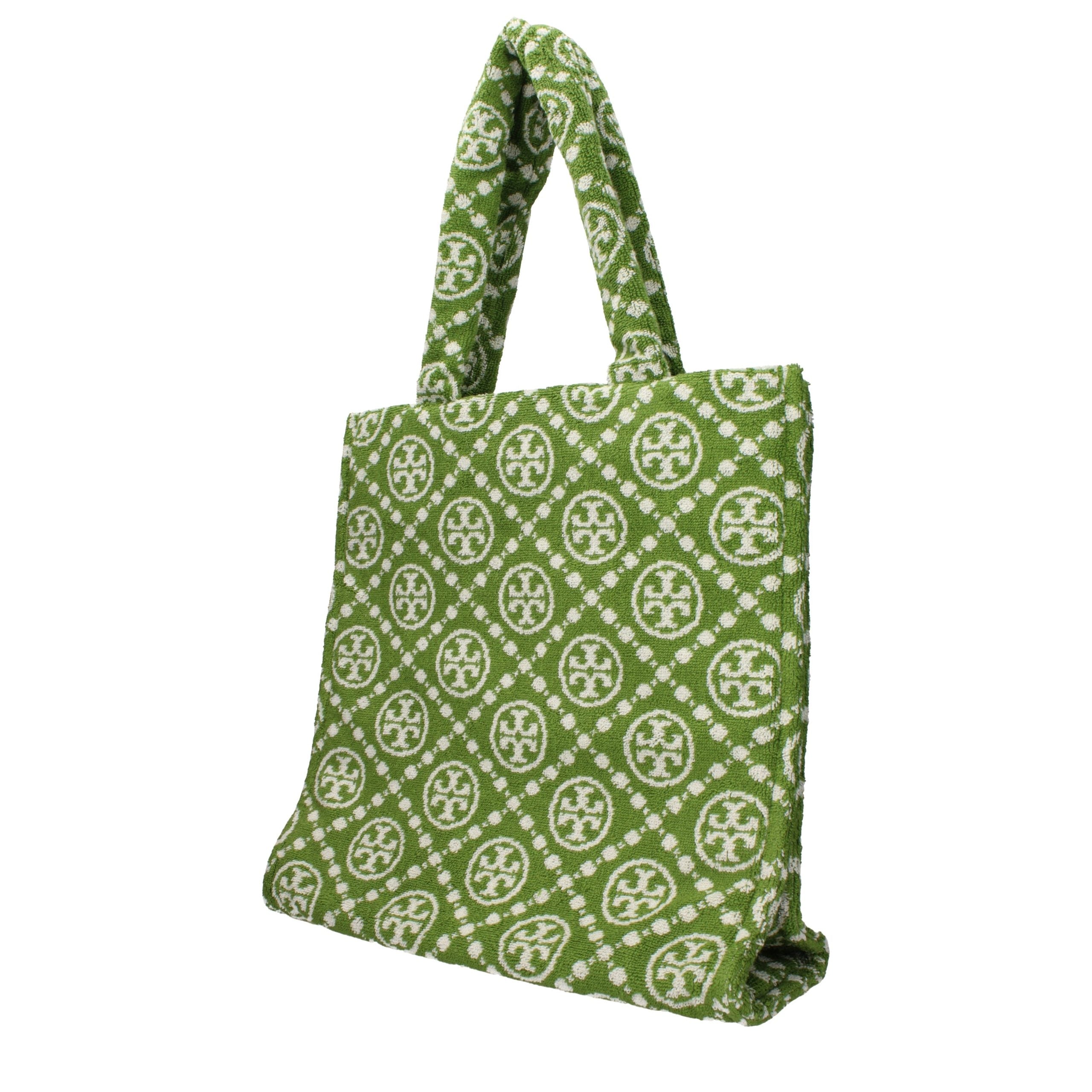 Tory Burch Grüne Schultertasche aus Baumwoll-Optik
