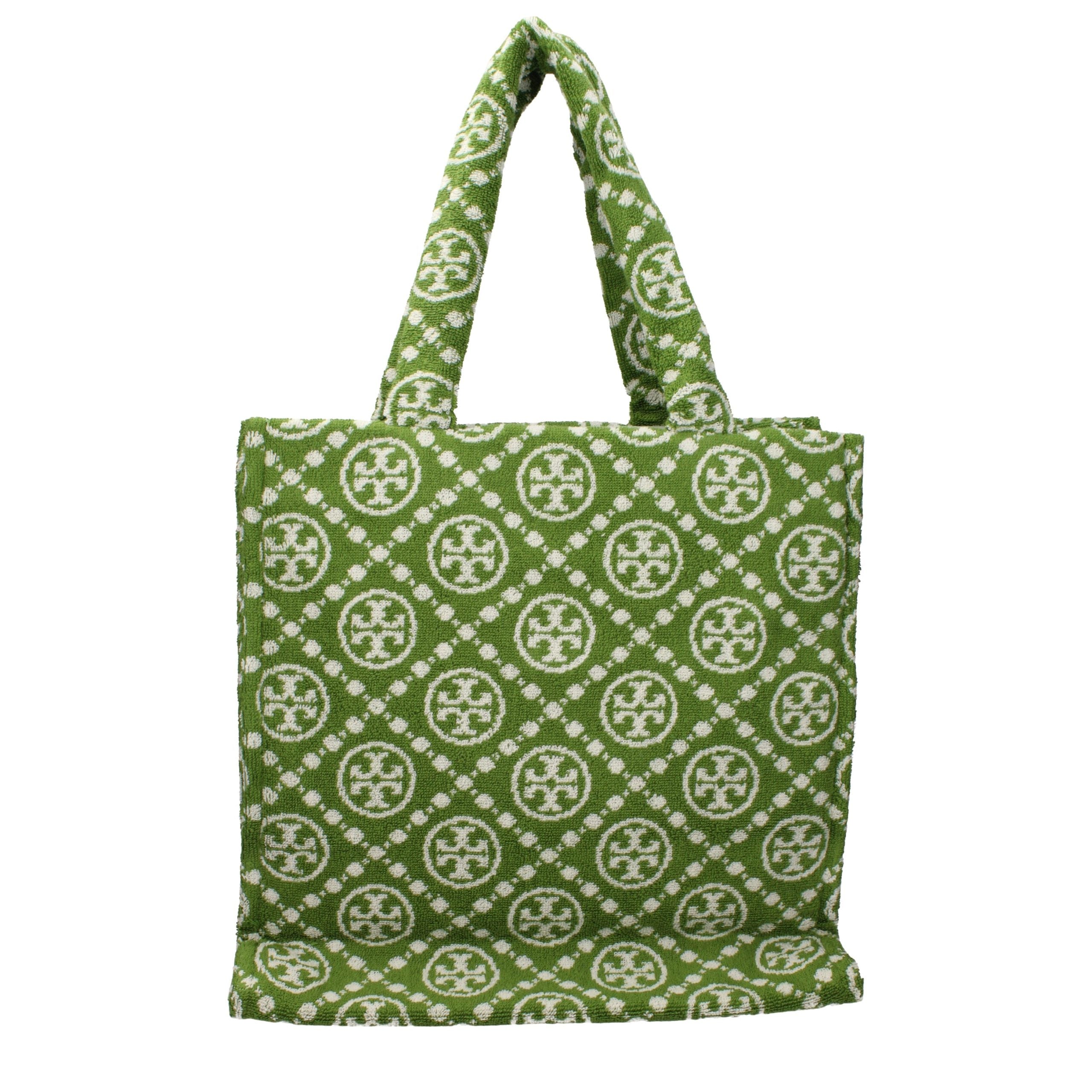 Tory Burch Grüne Schultertasche aus Baumwoll-Optik